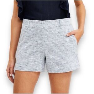 LOFT Size 14 Riviera Shorts in Blue/Gray Herringbone Tweed Cotton/Polyester